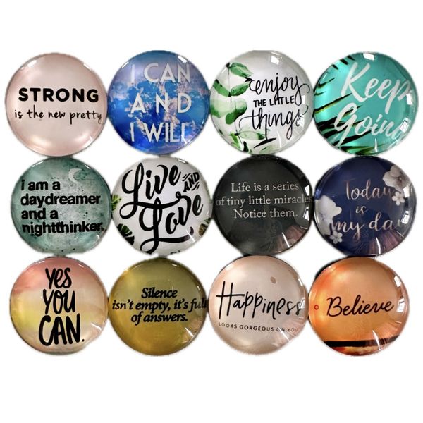 12 piece - Motivational Glass Magnets