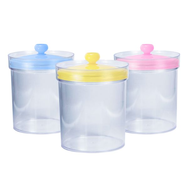 Lumoss - 3 Piece Large Storage Canister Set - Clear with Pastel