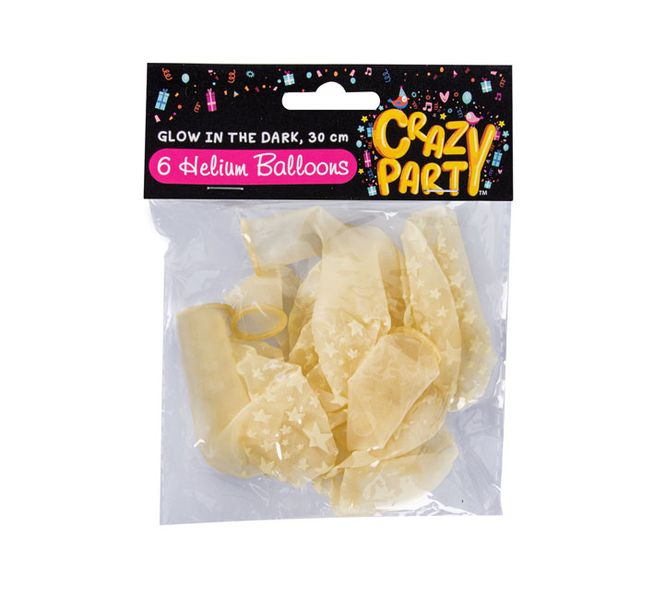 Helium Balloons - 6 Piece - Glow In The Dark - 30cm - 24 Pack