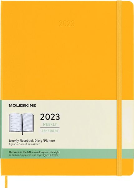 Moleskine 2023 Weekly Notebook Planner, 12m, Extra Large, Orange Yellow, Hard Cover (7.5 X 10)