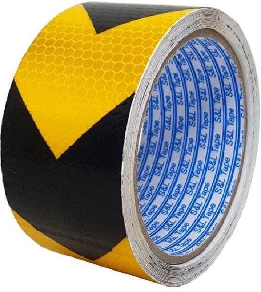Reflective Tape Yellow Black Arrow 50mm 5m