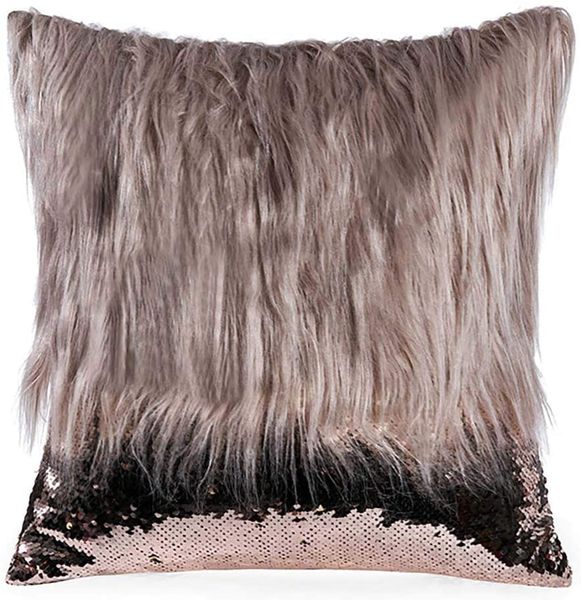 Sequin Fur Cushion Cover Mermaid
