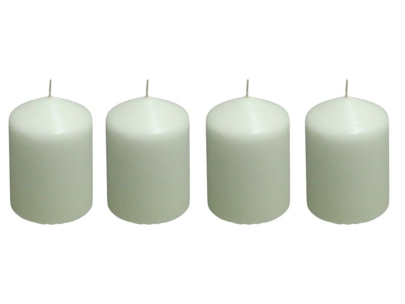 Unscented Candles 10x7cm - White - 4-Piece