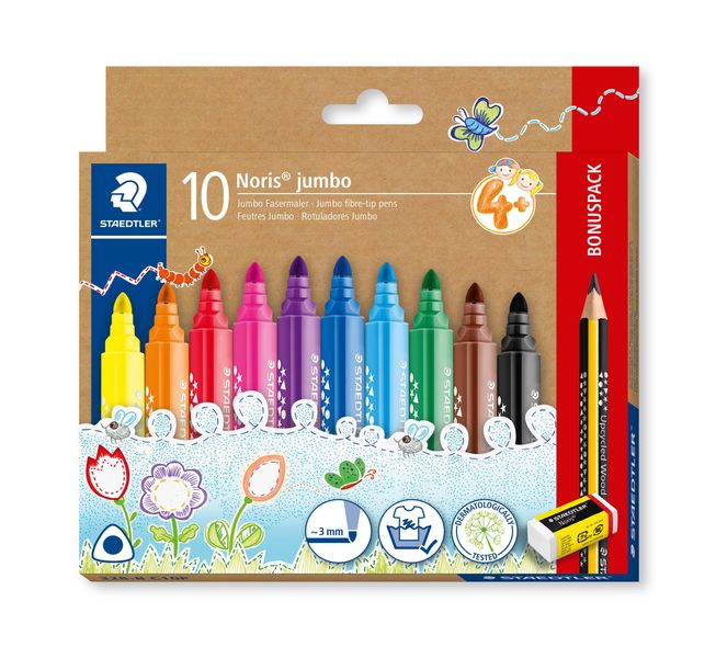 Staedtler Fibre-Tip Noris Jumbo 10pcs Wallet