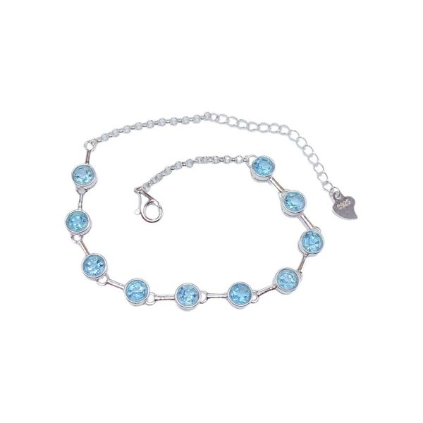Sky BlueTopaz Sweet And Fresh Round Women's Bracelet