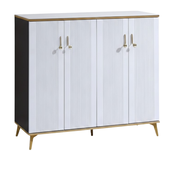 Modern 4-Door Sideboard Storage Cabinet - White &amp; Gold - 120cm