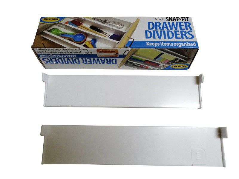 Set of 2 Snap Fit Adjustable Drawer Dividers