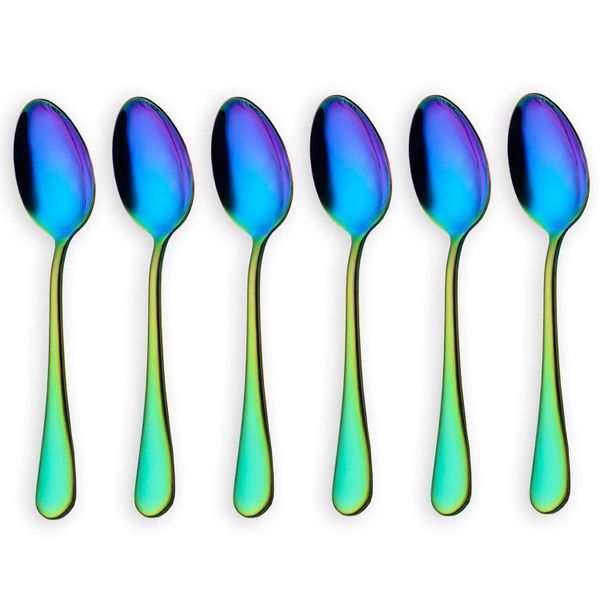 Rainbow Color Teaspoons Coffee Spoonl Set Of 6 Pieces (Coffee Scoops)