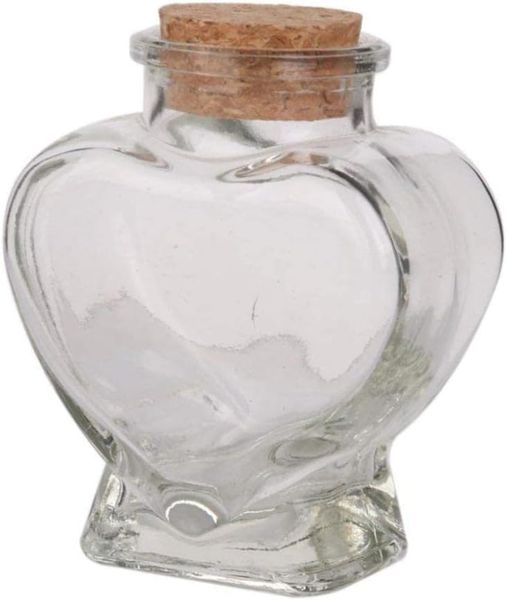Glass Heart Bottle with Wood Cork