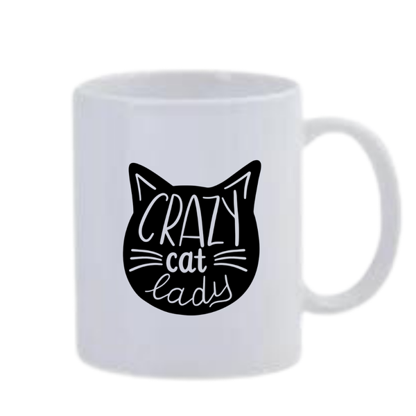 White Ceramic Mug 350ml - Crazy Cat Lady 26