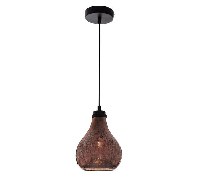 Lighting 1 Light Crackle Glass Pendant Rose Copper/Black 40 W