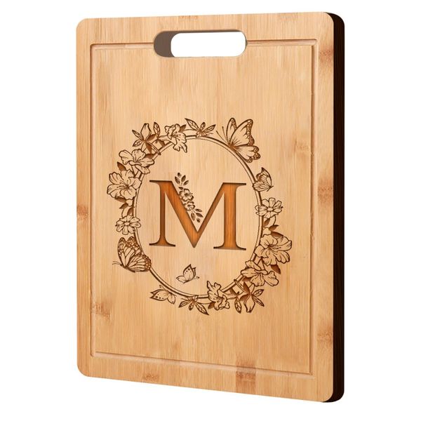 Laser Engraved Bamboo Cutting Board Initial Birthday Women Wedding Gifts