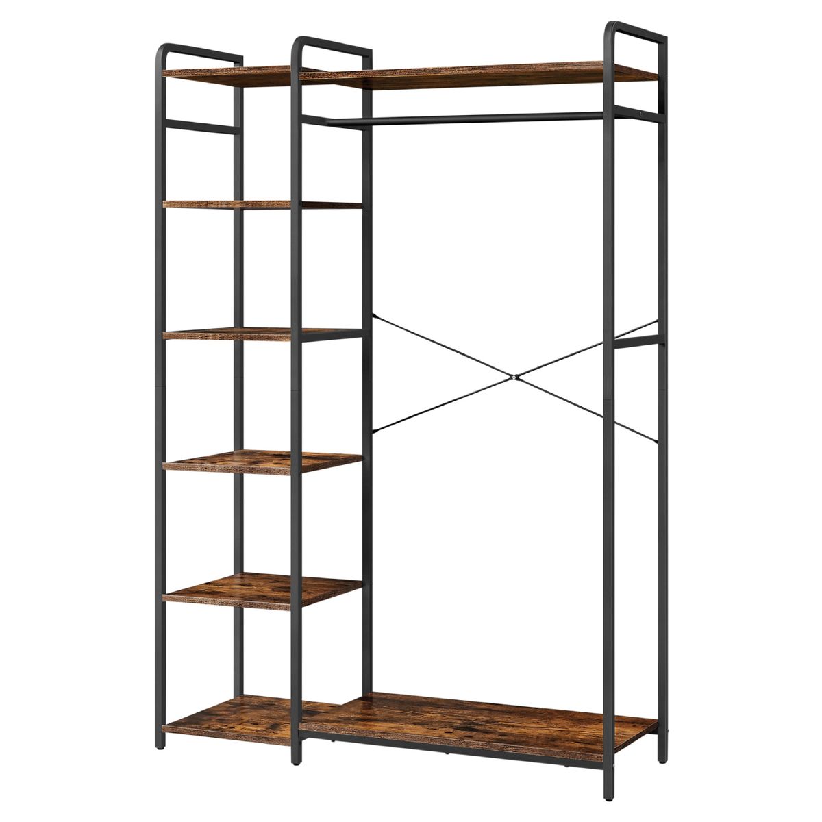 Industrial Open Wardrobe with Shelves - Metal Clothing Rack & Storage ...