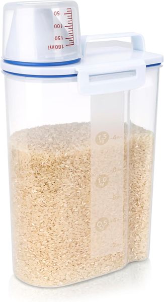 Rice Storage Container with Measuring Cup Kitchen Pantry - 1 Piece