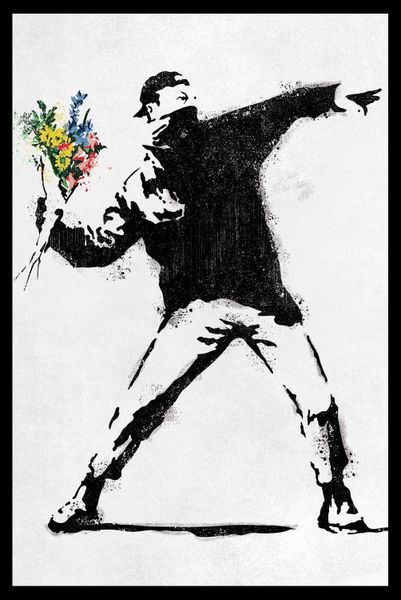 The Flower Thrower Poster with Black Frame