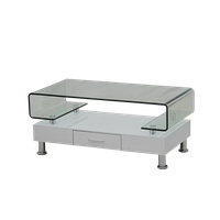 Coffee Tables - Tempered Glass Top - Wooden White Base