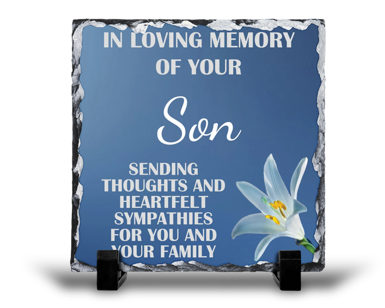 In Loving Memory of Your Son Condolence Sympathy Memorial Gift - Rock Slate
