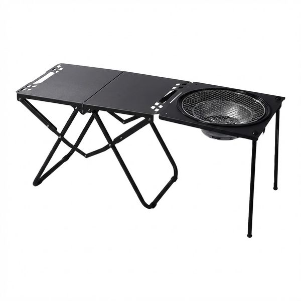 Portable Foldable Charcoal Braai BBQ Grill &amp; Picnic Camping Table Combo