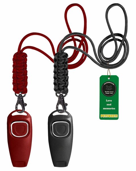 2 Pack Dog Whistle Recall Training - Black&amp;Red