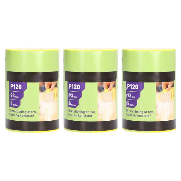3 Rolls 120 Grit Sandpaper for Furniture Polishing