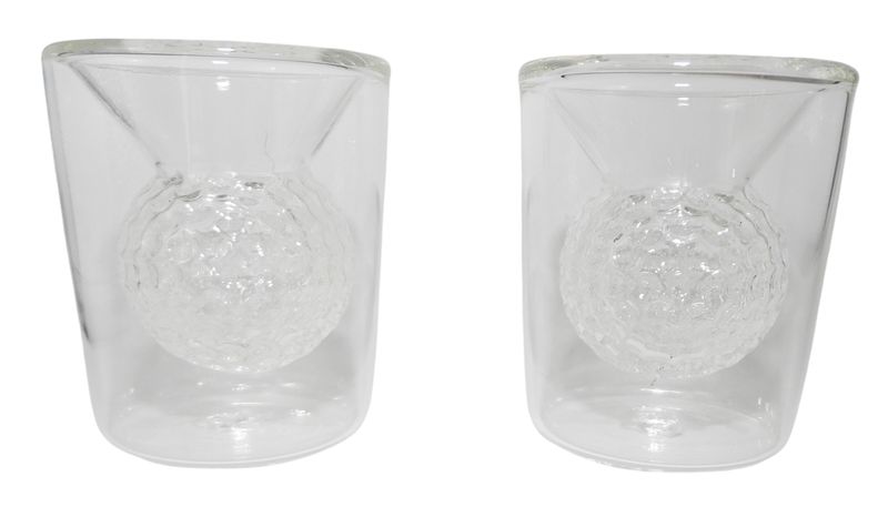 Golf Ball Shape Double Wall Espresso/ Tot Glass- 2 Pack
