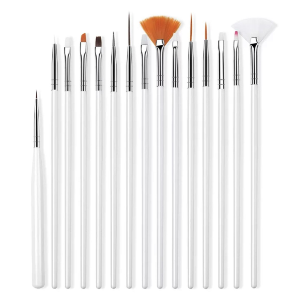 15 Piece Nail Art Painting Nail Polish Pen Brush Set - White