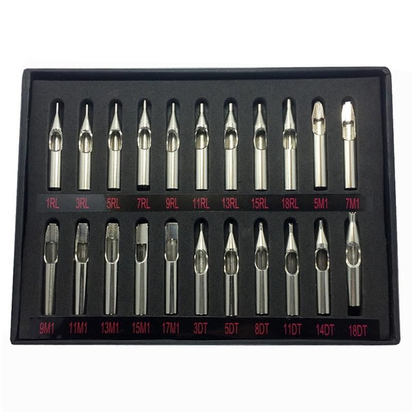 Durable 22 Piece Stainless Steel Tattoo Nozzle Tips