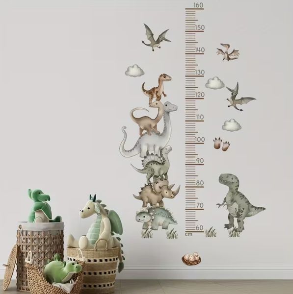 Prehistoric Milestones Fun Dinosaur Growth Chart Wall Decal