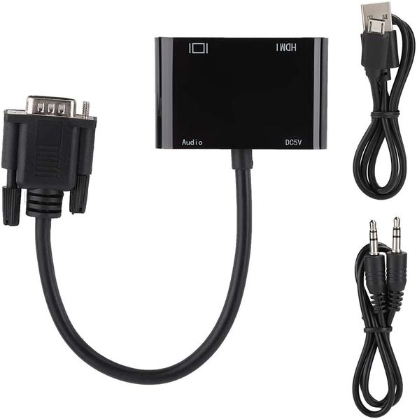 VGA to HDMI + VGA With AUX Audio And Video Cable Adapter