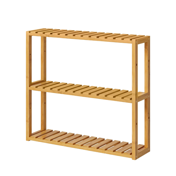 3-Tier Bamboo Storage Shelf - Wall-Mount or Freestanding Organiser