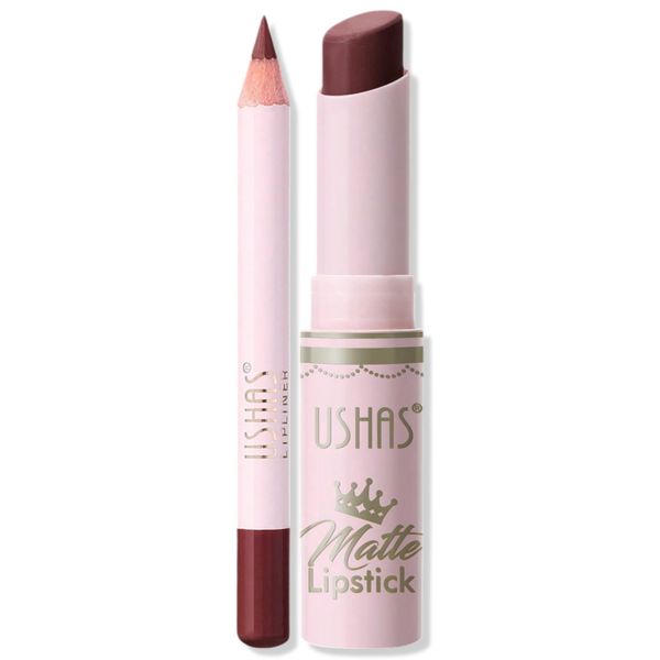 USHAS Lip Liner + Lipstick Set - Velvet Matte Long-Lasting Lip Makeup