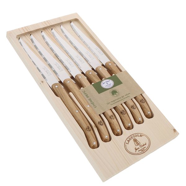 Laguiole by Jean Dubost - 6 Piece Steak Knives with Oak Handles