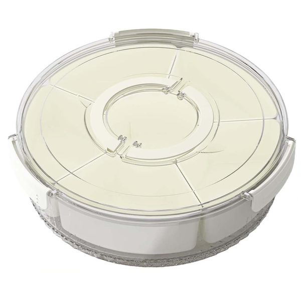Clear Food Storage Container, Divided Serving Tray Rotating Snack Box