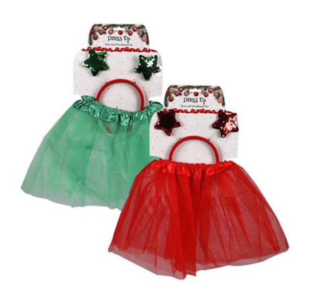 Xmas Dress Up Tutu With Headband 30cm x 2