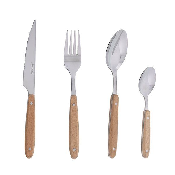 Jean Dubost 24 Piece Light Wood Cutlery Set
