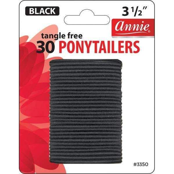 ANN03350 - Annie - No Tangle Ponytailers 3 1/2In 30ct Black - 6 pack