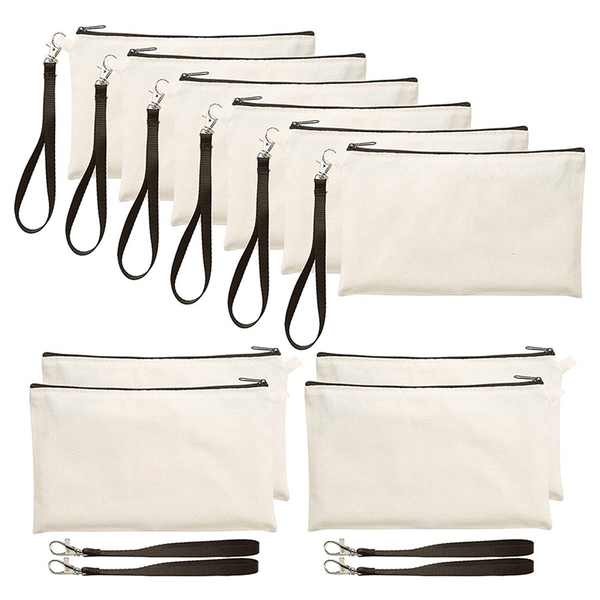 10Pcs Sublimation Blank Makeup Bags for DIY Craft Pencil Bags White