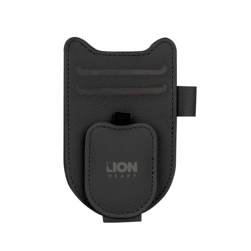 LH Sun Visor Organizer For Cards Pens Sunglasses Leather - Black