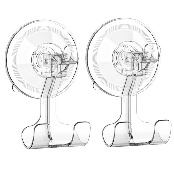 2pcs Large Suction Cup Hooks Heavy Duty Reusable Vacuum Shower Razor Holder