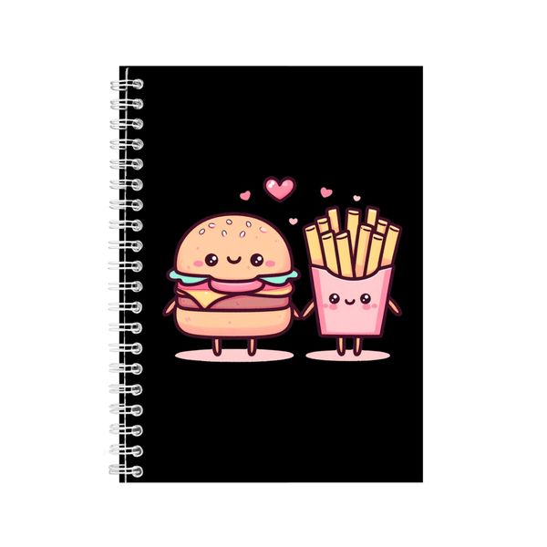 Burger A5 Notebook Spiral Lined Matching Couples Graphic Notepad Present092