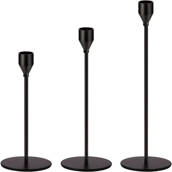 3 Pcs Candle Holder Set for Wedding Party (Gold Black Silver)