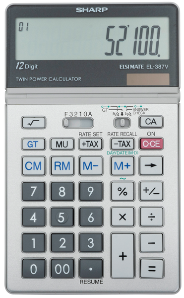 Sharp EL-387V Multi-Function 12-Digit Desktop Calculator - Platinum