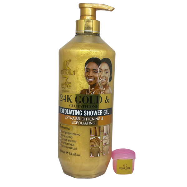 Roushun 24K Gold &amp; Glutathione Exfoliating Shower Gel + Lipbalm