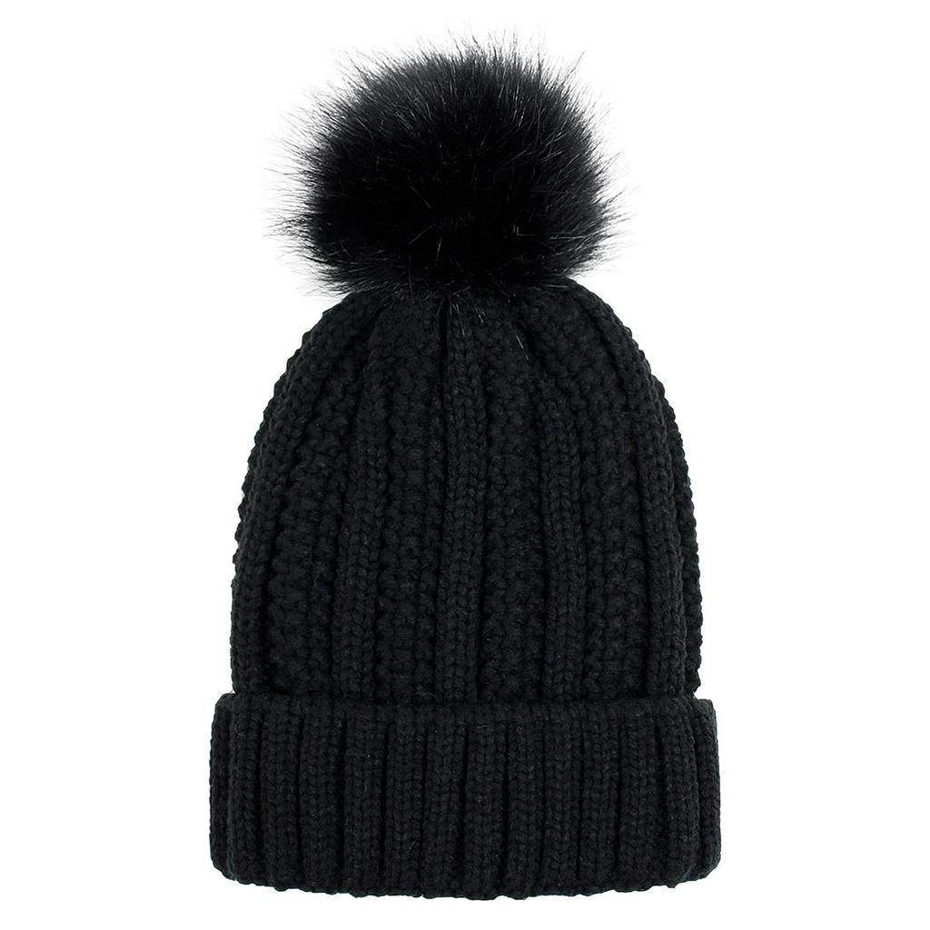 Knitted beanie with satin lining and detachable faux fur pom pom | Shop ...