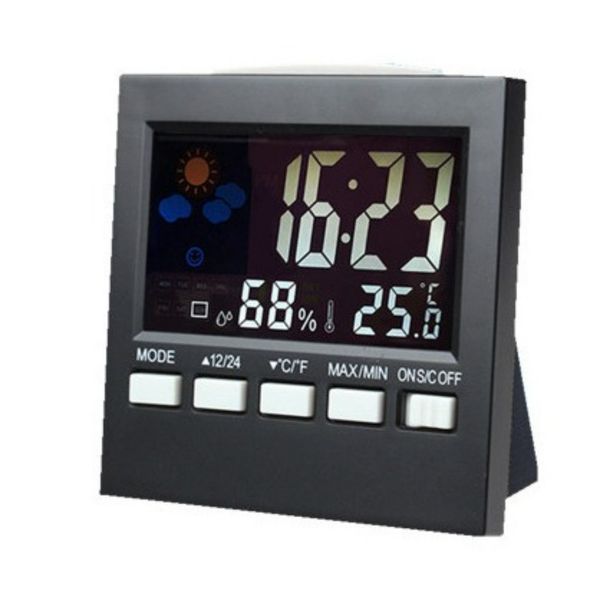 LED Voice-Activated Weather Station Clock with Thermometer Hygrometer