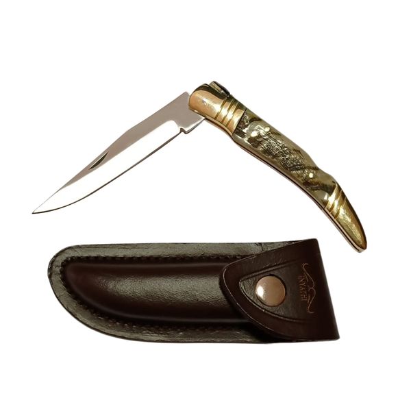 iNyathi - Handmade Laguiole Pocket Knife With Ram's Horn Handle - Stainless