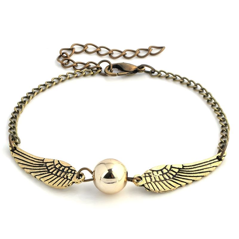 Carat – Set Bracciale Charm Harry Potter – Deathly Hallows, Snitch E 3 Bacchette – Placcato Argento