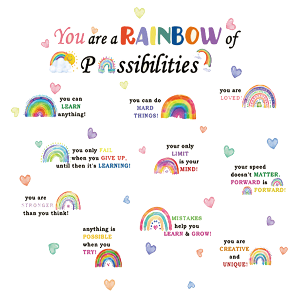 Colorful Motivational Rainbow Theme Inspirational Quote Wall Sticker Decal
