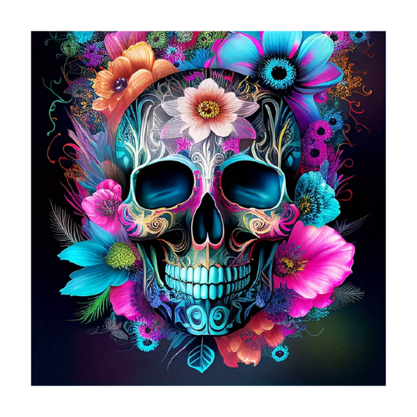 Floral Sugar Skull Diamond Dot Art Kit - 30cm x 30cm