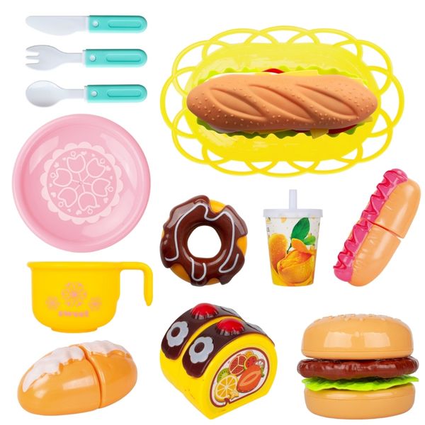 TEETO TOYS Food Cutting Playset - Kitchen Pretend Play Set- Toys for Toddlers - 13-Piece